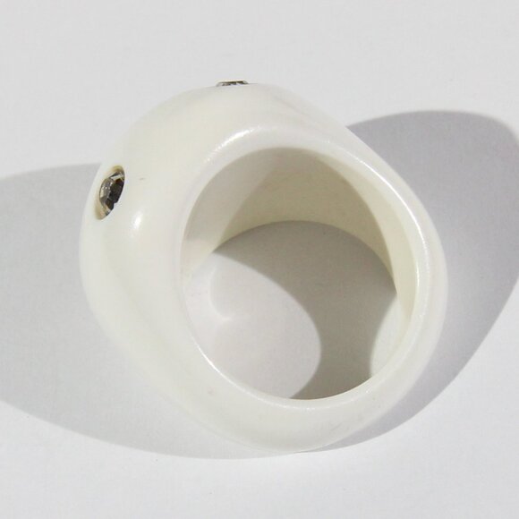 Vintage White Bracelet and Ring with Clear Rhinestones - Picture 13 of 16